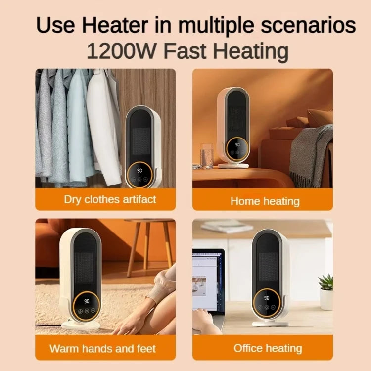 With Remote Controlled Electronic Desktop Heater with PTC Heating Element 220V US EU UK KR Plug Fan Heater 1200W Low Noise